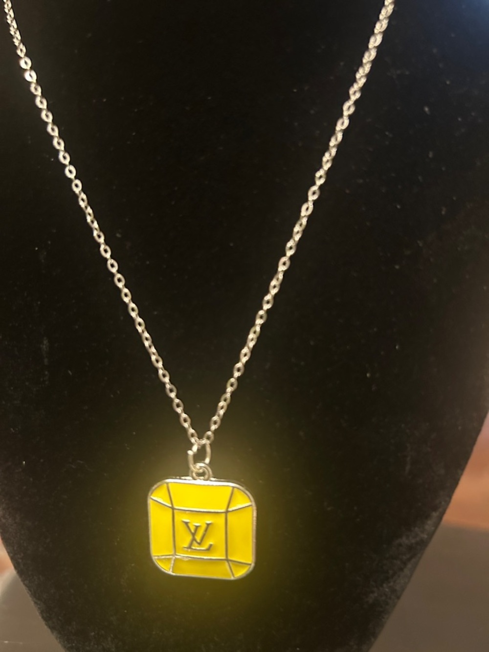 Yellow enamel Pendant Necklace